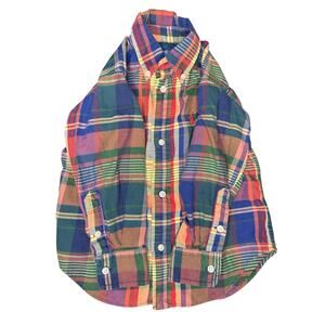 Polo Ralph Lauren Boys Toddler 2/2T Plaid Button-Down Shirt, Excellent Condition